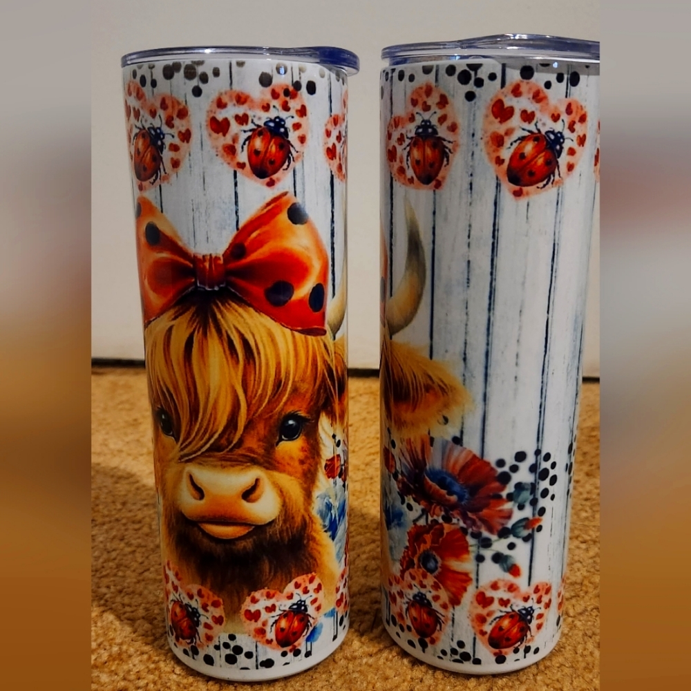 Ladybug/Highland cow 20oz tumbler